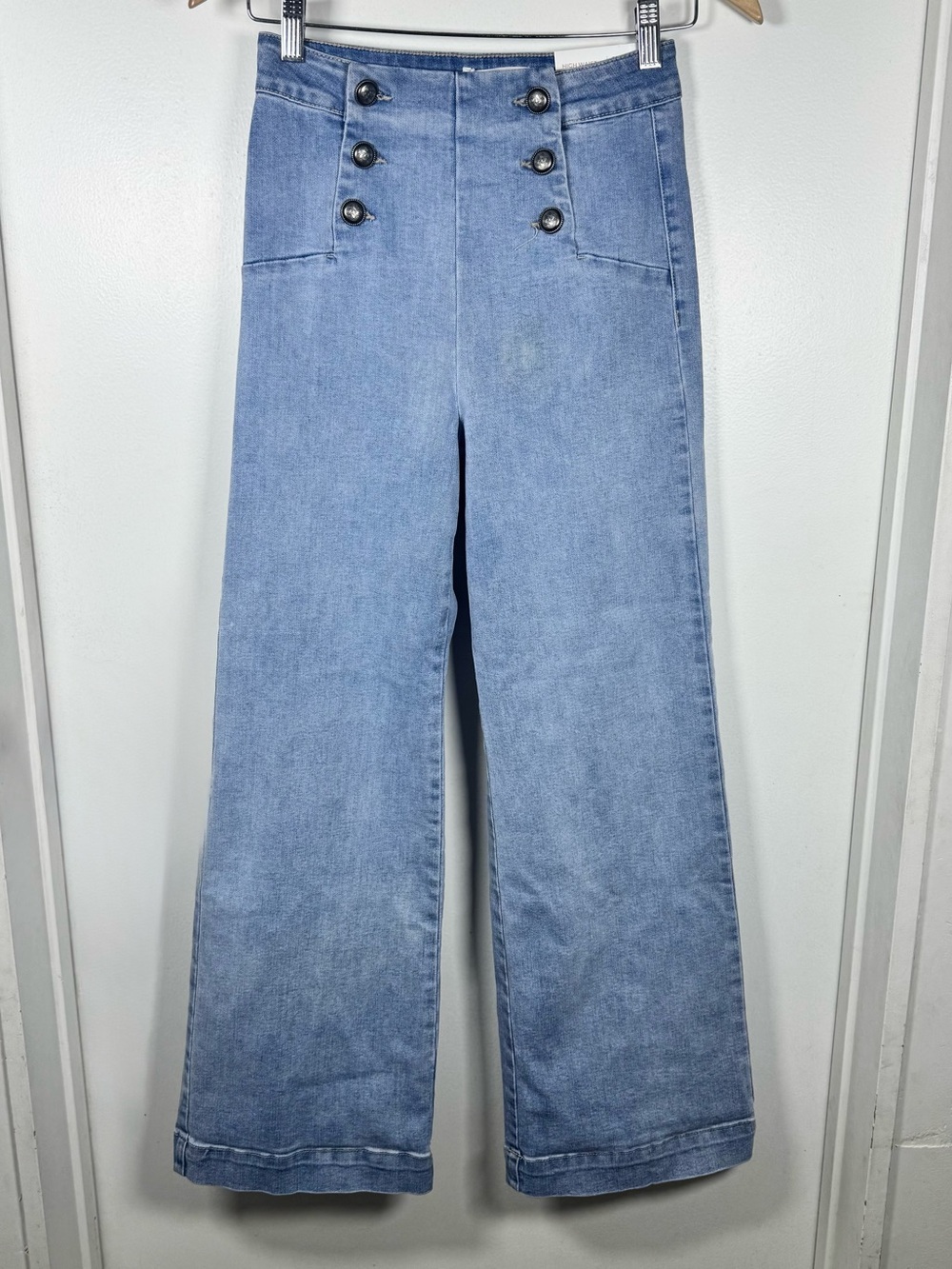 ORAIJE Sailor Front High Waist Denim Wide Leg Jeans Women’s 26 Or  2 NEW W Tags